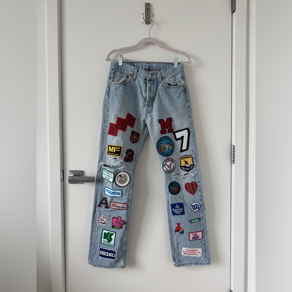 Women’s Light Blue Jeans with Patches
